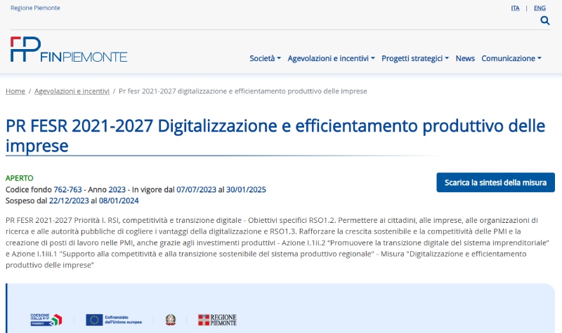 pr fesr piemonte bando
